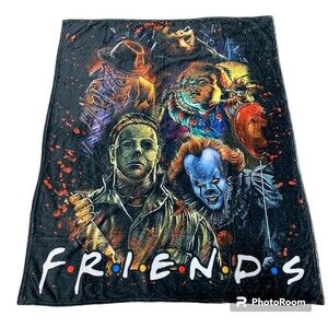 Horror Movie Characters Fleece Blanket, Halloween Blanket, Scary Friends 40x50